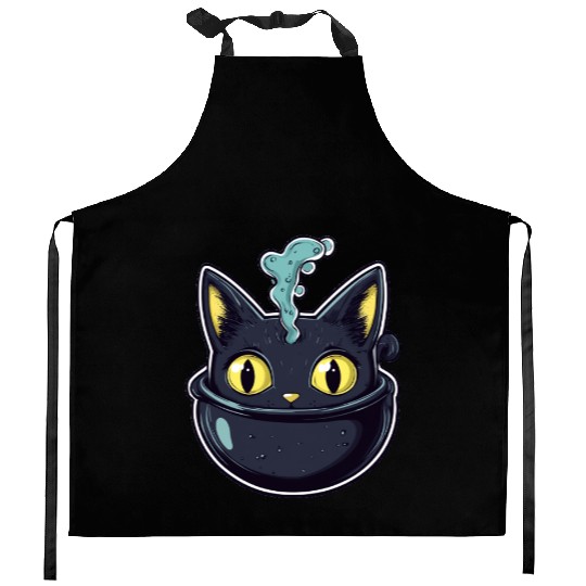 Cat Boiler Cat Witch Halloween Kitchen Aprons
