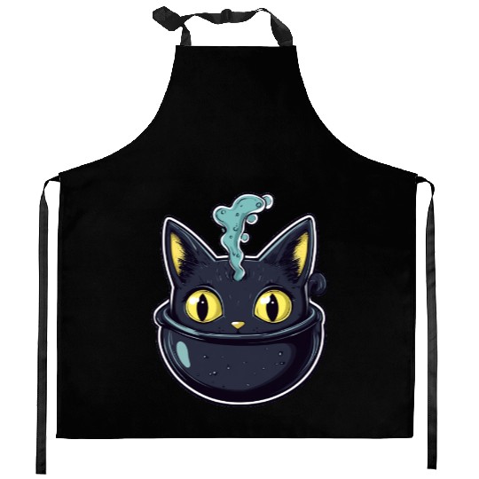 Cat Boiler Cat Witch Halloween Kitchen Aprons