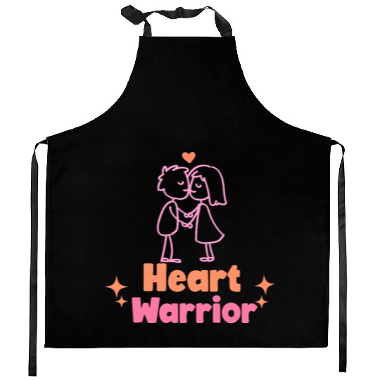 Heart warrior, valentine Kitchen Aprons