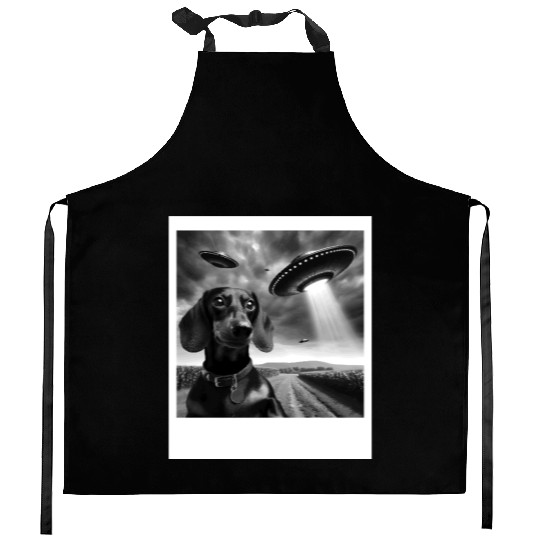 Dachshund Dog Mom Dad Funny Graphic Selfie UFOs We Kitchen Aprons