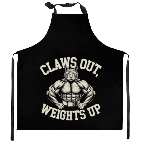 Bodybuilding Cat Fitness Workout Gym Instructor Kitchen Aprons