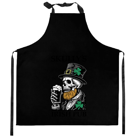 Skully's Irish Pub Skull St. Patrick's Day 2025 Sh Kitchen Aprons