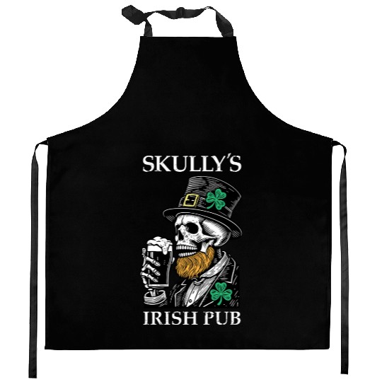 Skully's Irish Pub Skull St. Patrick's Day 2025 Sh Kitchen Aprons