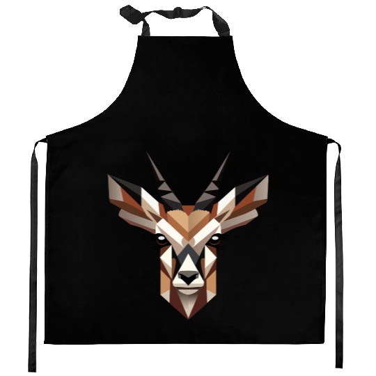 Geometric Antelope Head - Elegance and Wilderness Kitchen Aprons