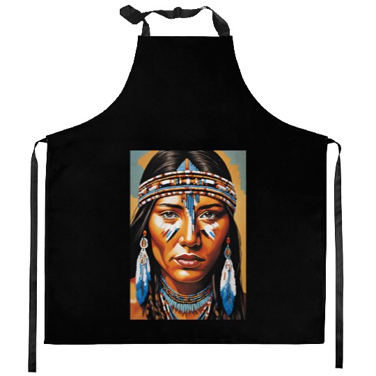 Native American woman Kitchen Aprons