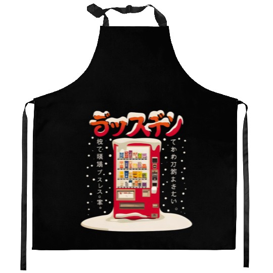 Japanese Retro Vintage Vending Machine in the Snow Kitchen Aprons
