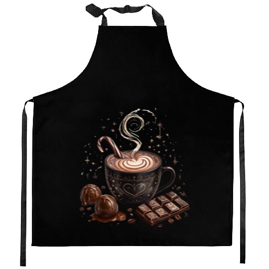 Cozy Hot Chocolate with Sweet Treats Kitchen Aprons