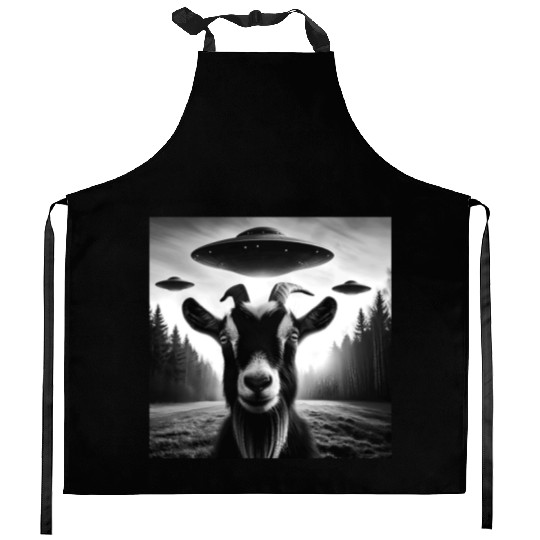 Goat buck, billy, does Funny Selfie Farm UFOs Weir Kitchen Aprons
