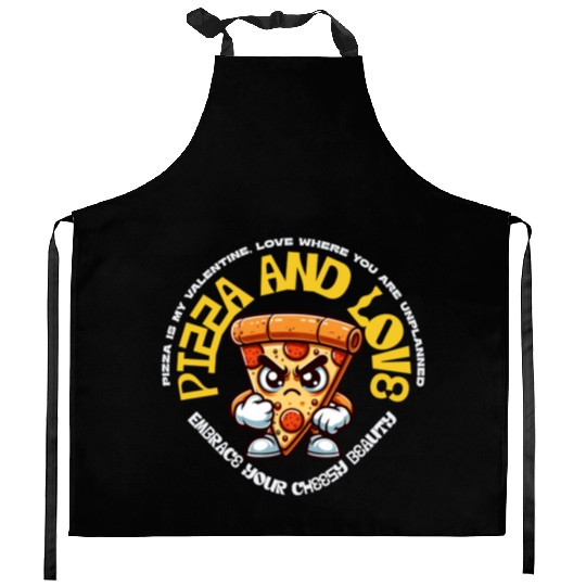 Pizza is my valentines Embrace Your Cheesy Beauty Kitchen Aprons