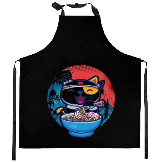 Japanese cat ramen Kitchen Aprons