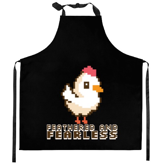 Feathered and Fearless: Bold 8-Bit Chicken Kitchen Aprons
