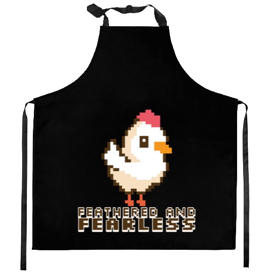 Feathered and Fearless: Bold 8-Bit Chicken Kitchen Aprons