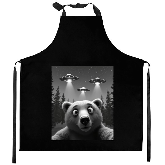 UFO Funny Bear Kitchen Aprons