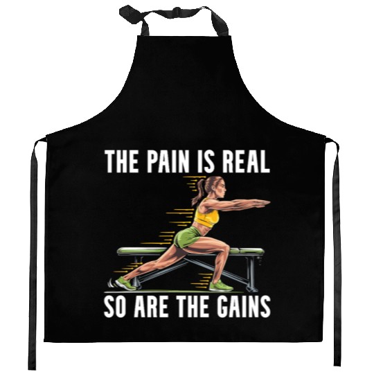 Bulgarian Squat Exercise Fitness Workout Gym Kitchen Aprons