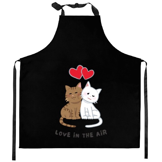 Love in the air cut cat in valentine Kitchen Aprons