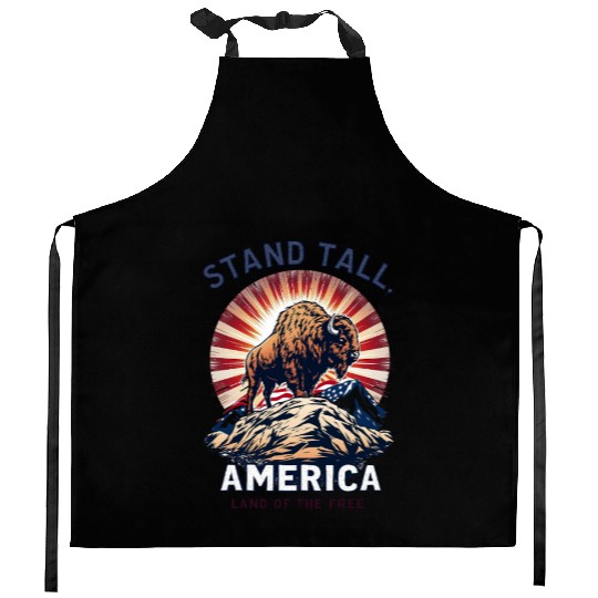 Stand Tall America Land Of The Free Buffalo Kitchen Aprons
