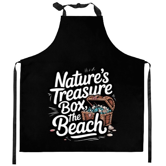 Sea Glass Hunters Collecting Ocean Treasures Kitchen Aprons