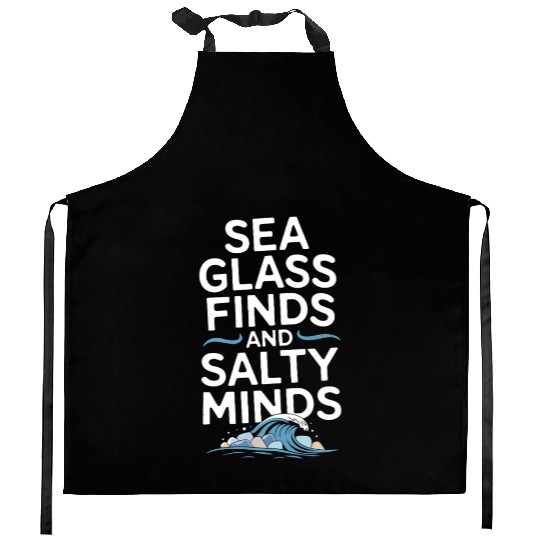 Sea Glass Hunters Collecting Ocean Treasures Kitchen Aprons