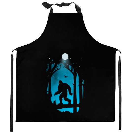 Funny Bigfoot Hiding in Forest Kitchen Aprons