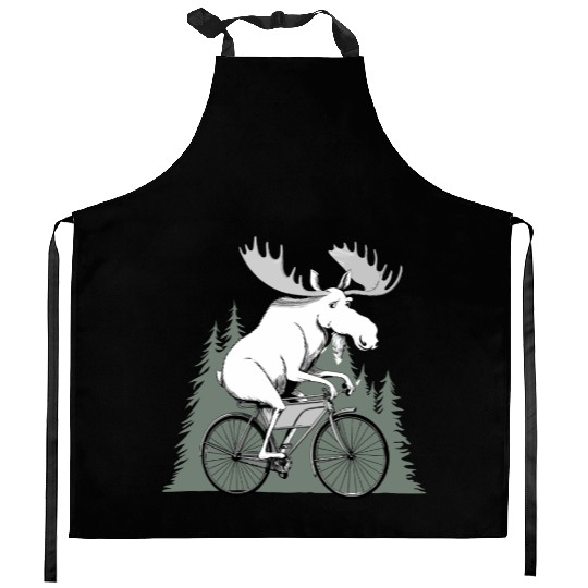 Handmade Moose on Bike Kitchen Aprons – Unique Unisex