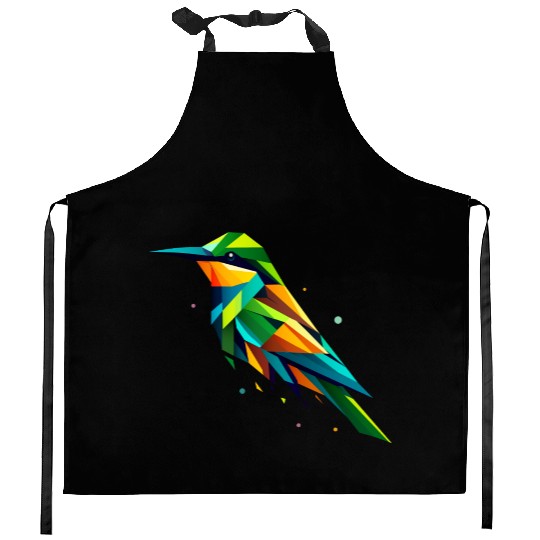 colorful geometric bee-eater bird Kitchen Aprons
