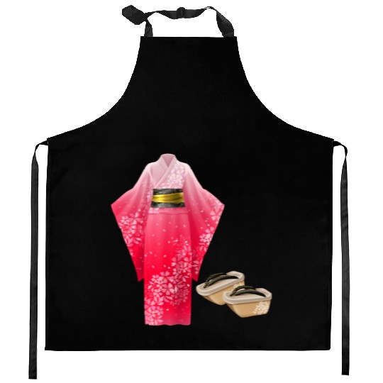 Elegant Japanese Kimono Kitchen Aprons