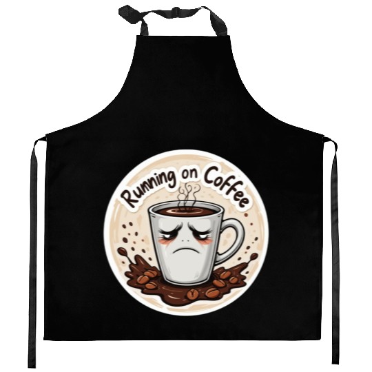 Running on Coffee & Sarcasm – Caffeine Lover Kitchen Aprons