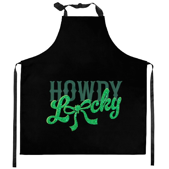 Howdy Lucky Western Cowgirl St Patricks Design Kitchen Aprons