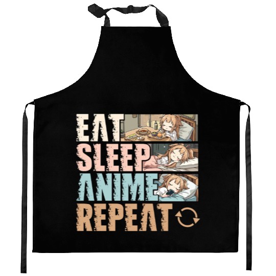 Eat Sleep Anime Repeat Funny Otaku Kitchen Aprons