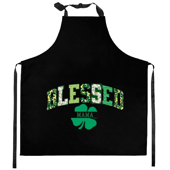Blessed Mama St Patricks Day Spring and Summer Kitchen Aprons