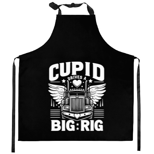 Cupid Drives a Big Rig Kitchen Aprons