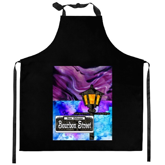Purple Bourbon Street Lamp Post Kitchen Aprons