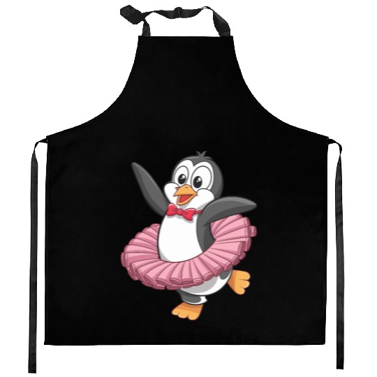 Happy Penguin Dancing in Tutu Kitchen Aprons