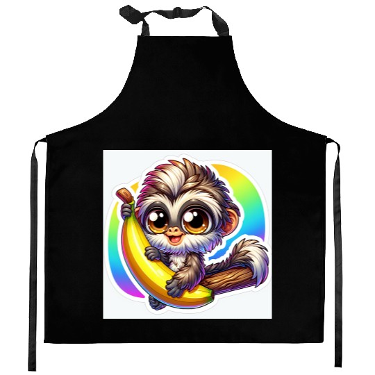 Cute Monkey Stickers Kitchen Aprons