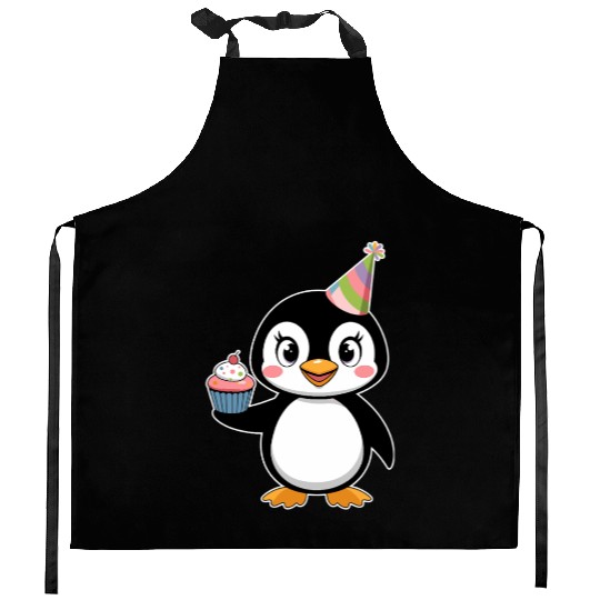 Birthday Joyful Penguin With Cupcake Kitchen Aprons