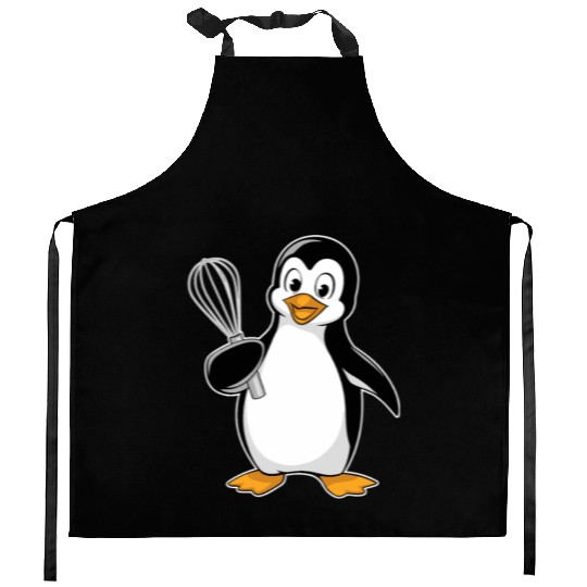 Whisk-Wielding Penguin Chef Delight Kitchen Aprons