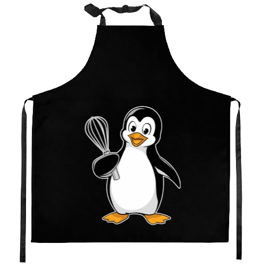 Whisk-Wielding Penguin Chef Delight Kitchen Aprons
