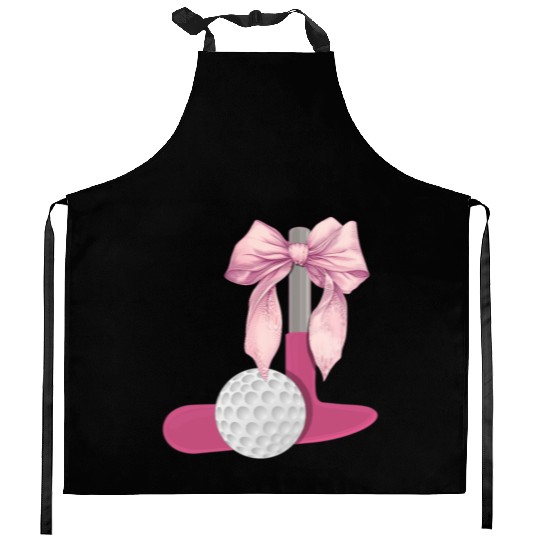 Coquette Bow Mini Golf Golfer Mothers Day Kitchen Aprons