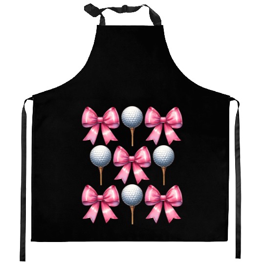 Coquette Bow Golf Ball Mothers Day Golfing Pink Kitchen Aprons