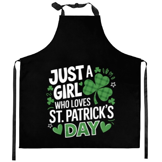 Just a Girl Who Loves St. Patrick's Day Shamrock Kitchen Aprons