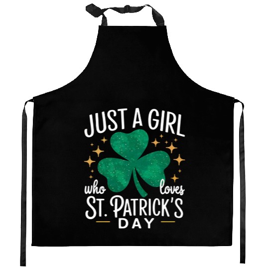 Just a Girl Who Loves St. Patrick's Day Shamrock Kitchen Aprons
