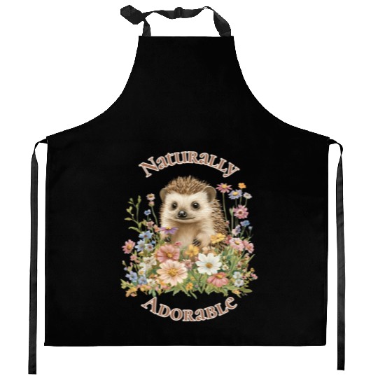 Naturally adorable - hedgehog Kitchen Aprons