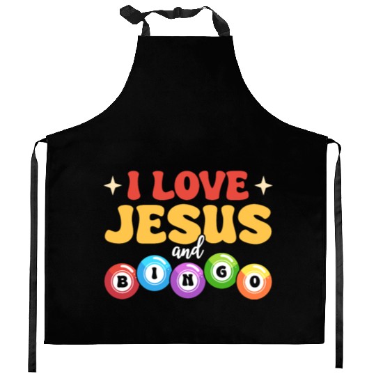 I Love Jesus and Bingo Kitchen Aprons