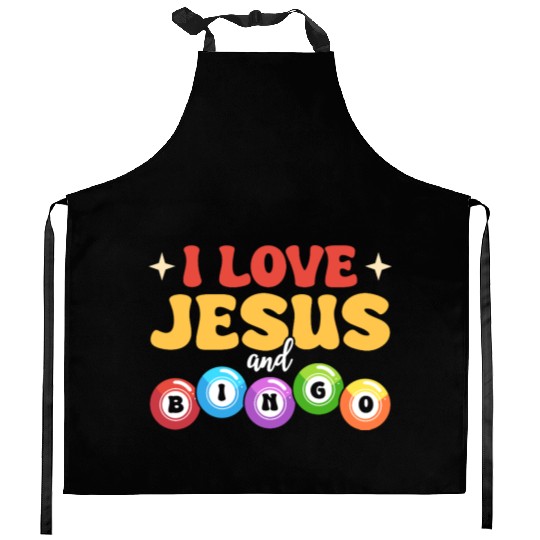 I Love Jesus and Bingo Kitchen Aprons