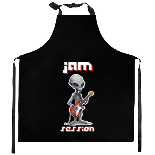 ET Playing a Guitar Kitchen Aprons