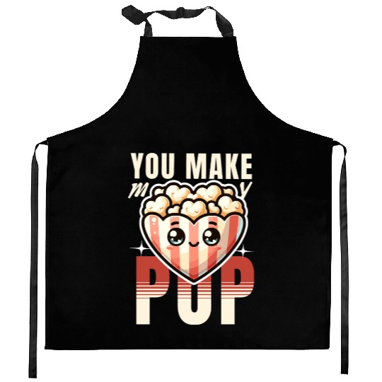 You Make My Heart Pop Cute Popcorn Valentine's Day Kitchen Aprons