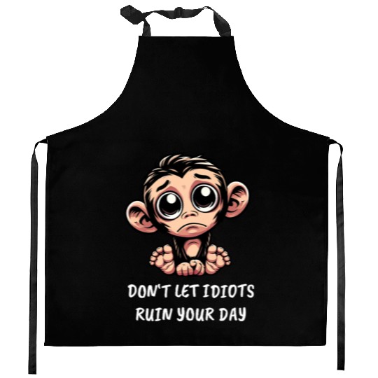 Sad monkey emotional loyal chimpanzee Kitchen Aprons