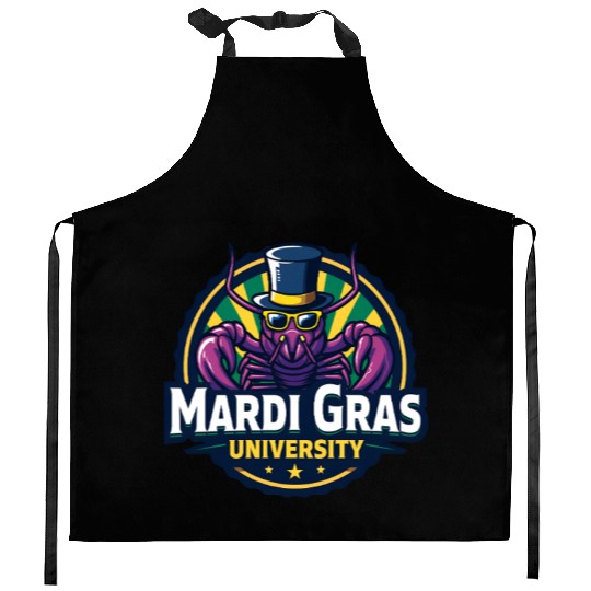 Mardi Gras University Crawfish Men's Mardi Gras Kitchen Aprons