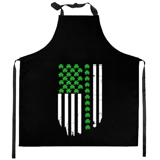 US American flag St Patricks Day Vintage Shamrocks Kitchen Aprons