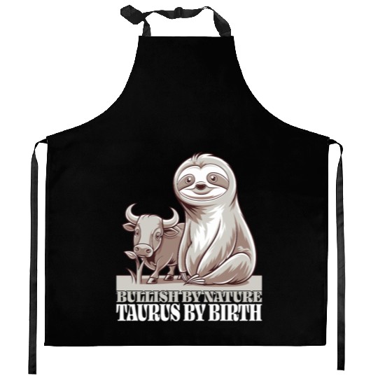 Bullish By Nature Taurus Zodiac Sloth Kitchen Aprons